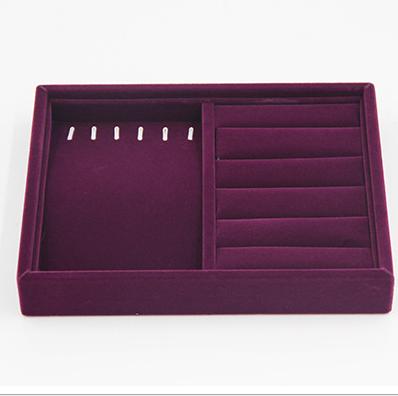 Elegant Purple Velvet Stackable Jewelry Ring Earring Display Tray 24 Girds Case Holder Organizers Storage Showcase