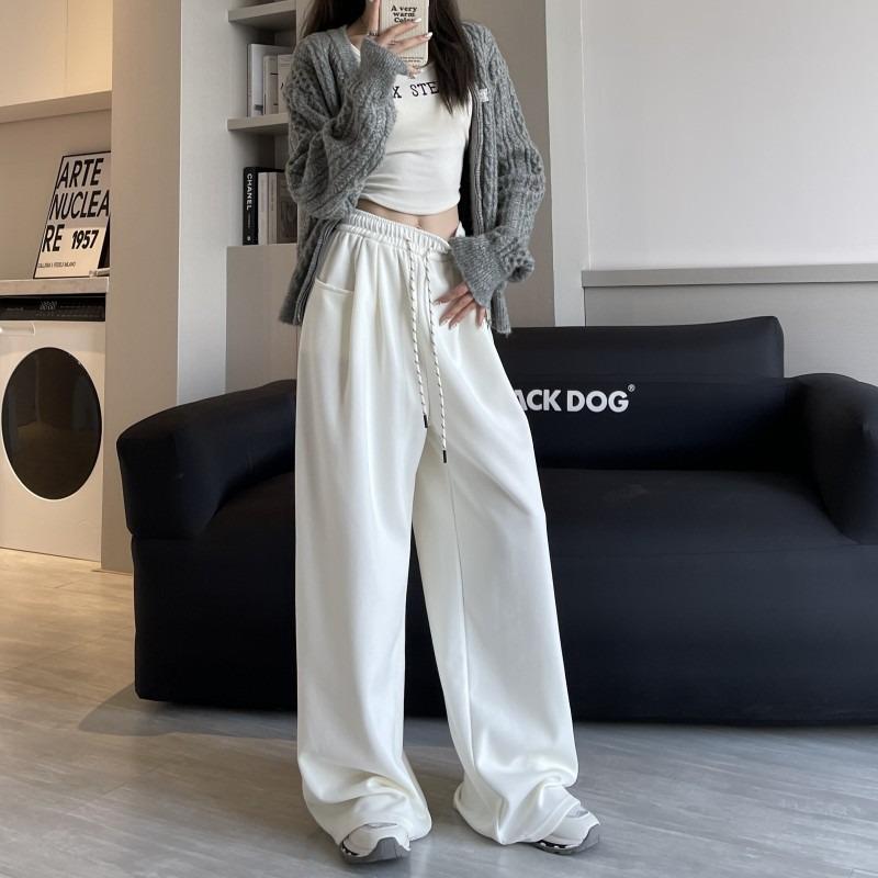 Lazy Wide-leg Pants Women's Spring and Autumn New High-waisted Loose Sweatpants Scimitar Sports Drape Floor Casual Pants