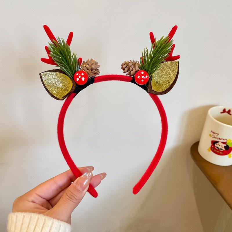 2025 Red Little Bear Christmas Headband with Bow – Women’s Festive Hair Clip