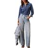 Calvin Klein Casual Comfortable Denim Letter Pointed Collar Long Sleeve Shirt Women shirts 47B702G-U5H