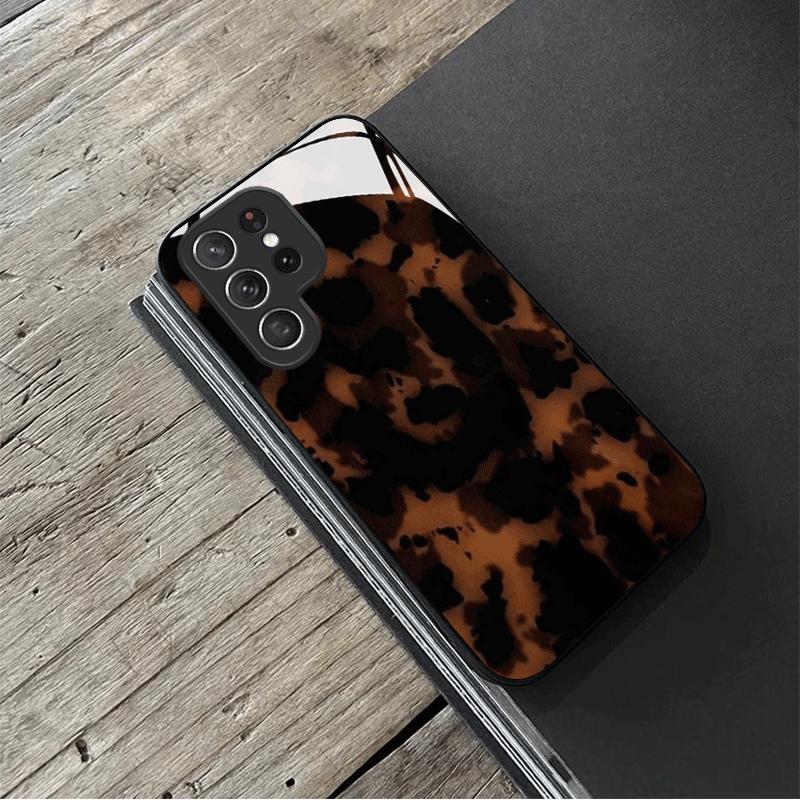 Brown dark textured tempered glass phone case suitable for Samsung Galaxy S26 S25 S24 S22 S21 S20 FE/Ultra/Plus anti drop