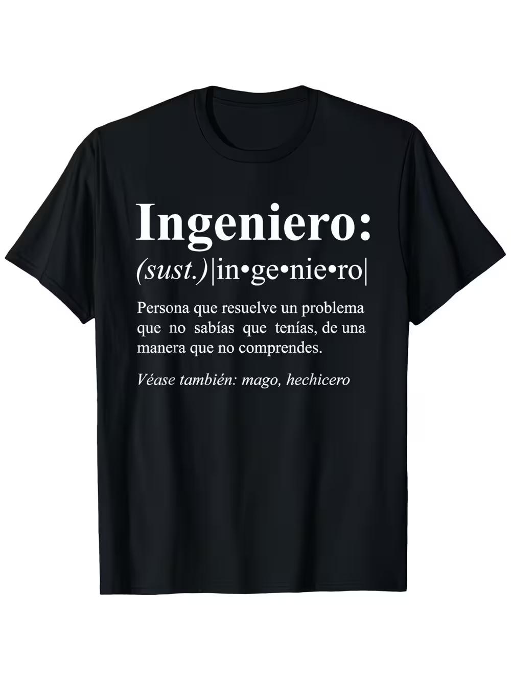 Humorous Present for Engineers (Spanish T-Shirt) Men S Black Tee XXXXL