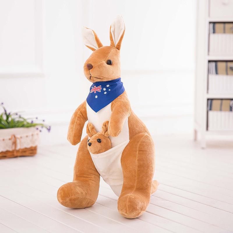 Scarf Mother and Son Kangaroo Doll Australian Simulation Plush Toy Doll