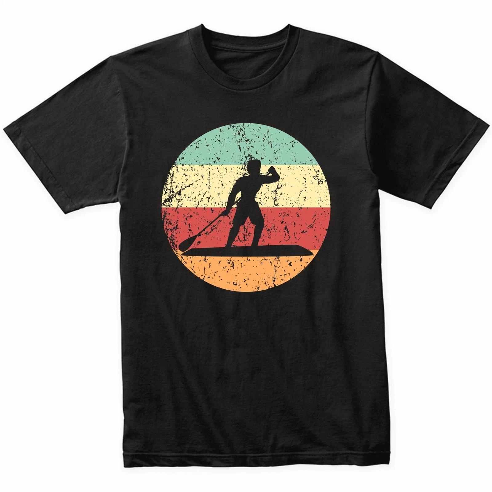 Paddleboarder Paddleboarding Silhouette Retro Paddleboard T-Shirt - Retro Colors S