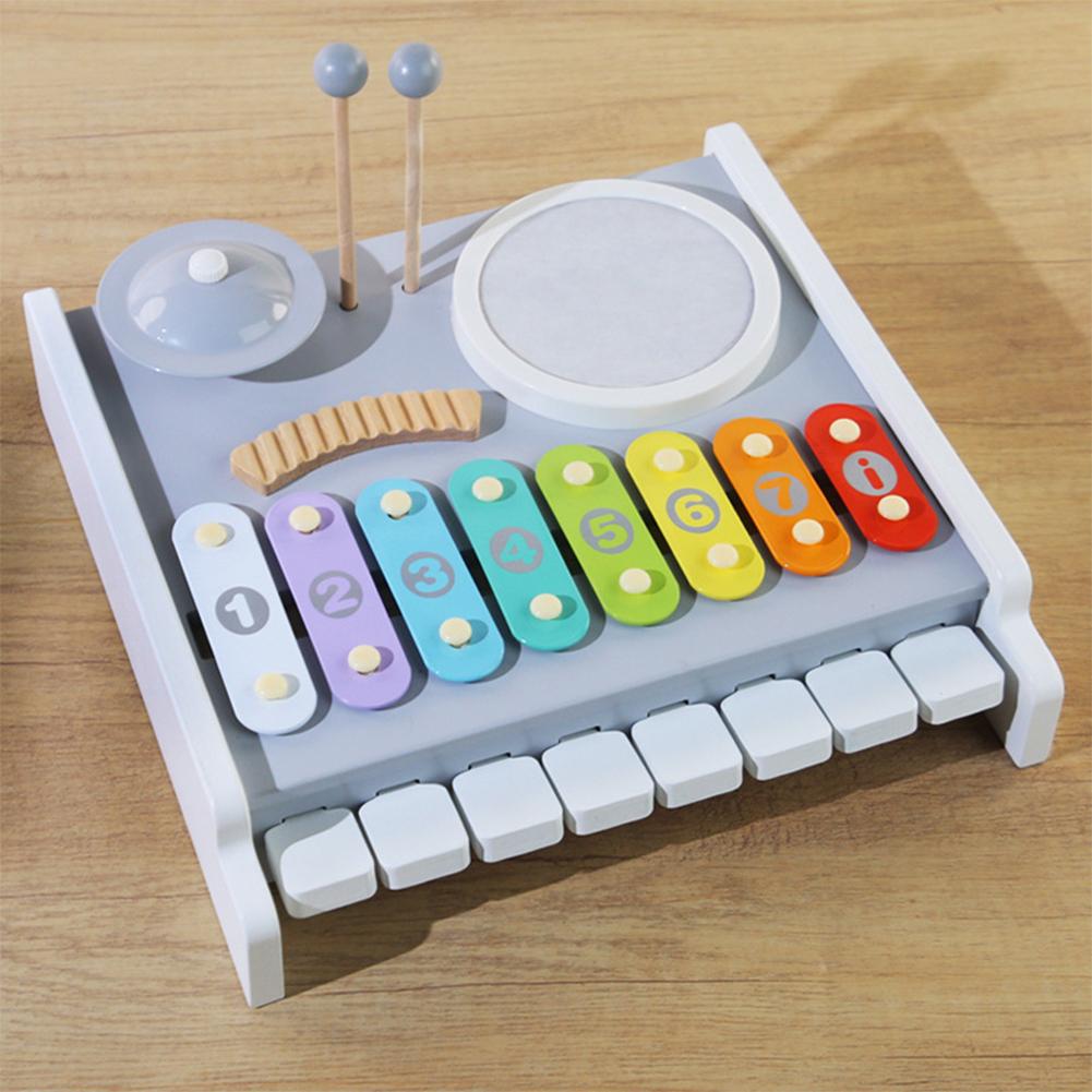 Kids Piano Xylophone Musical Toys With 8 Multicolored Key Keyboard Multi Functional Wooden Instruments Toys