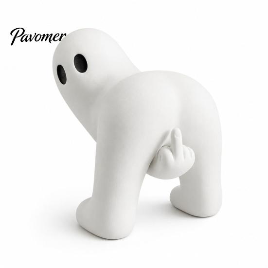 Funny Secret Santa Presents Middle Finger Ghost Figurine, Novelty White Statue, Spooky Weird Statue with Humor Halloween Tabletop Ornament for Mantel,