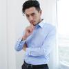 Men's French Front Hidden Buttons Dress Shirt, Solid Color Turndown Collar Long Sleeve Shirts For Party Wedding Spring Autumn Business Activities