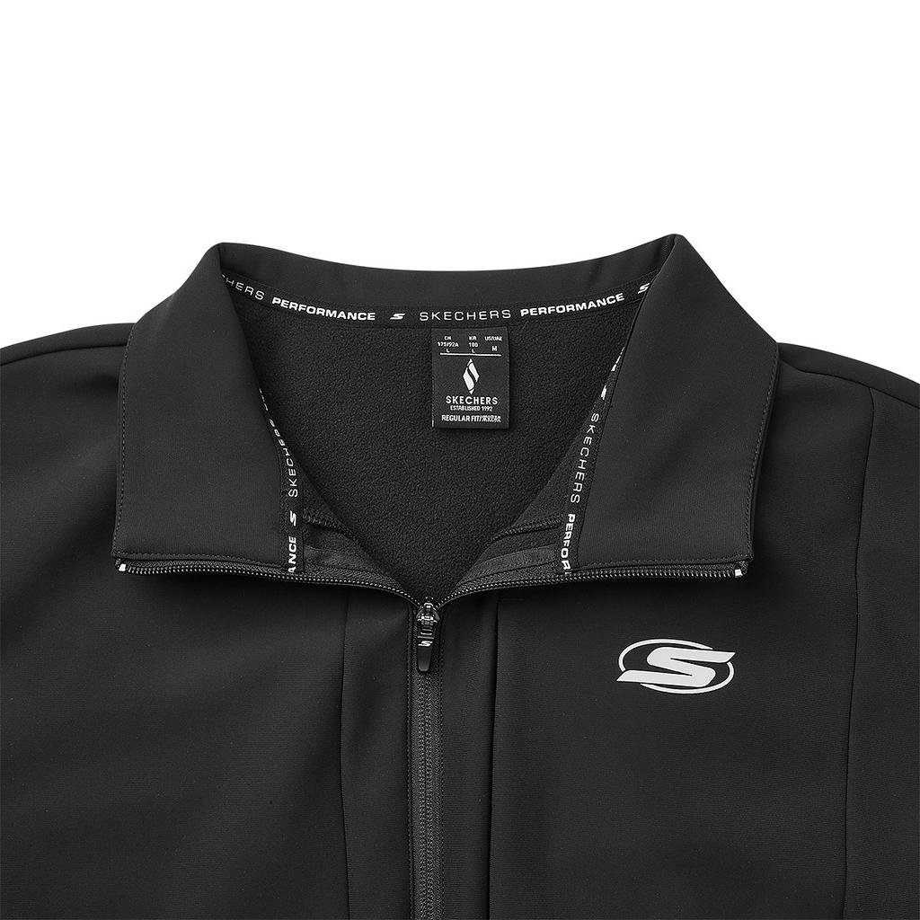Skechers Basic Sports Series Outdoor Fitness Stand Collar Zip Long Sleeve Jacket Men Jackets Carbon-Black P424M131-0018