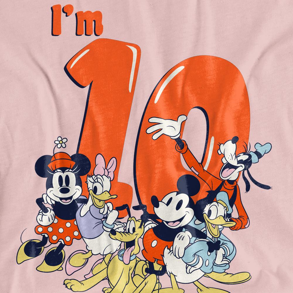 Mickey Mouse & Friends Womens/Ladies Vintage Group 10th Birthday T-Shirt