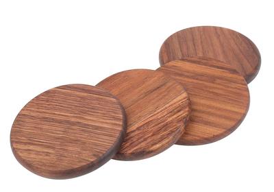 Sous-verres à thé en bois, Noyer naturel, Rond plat, Lot de 4, Isolants, Imperméables, Élégants, Parfaits pour les cafés et le café