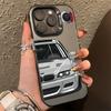Fashionable Car Print Electroplate Silver IMD Phone Case For iPhone 16 11 12 13 14 15 Pro Max 7 8 Plus X XS XR Shockproof Cover