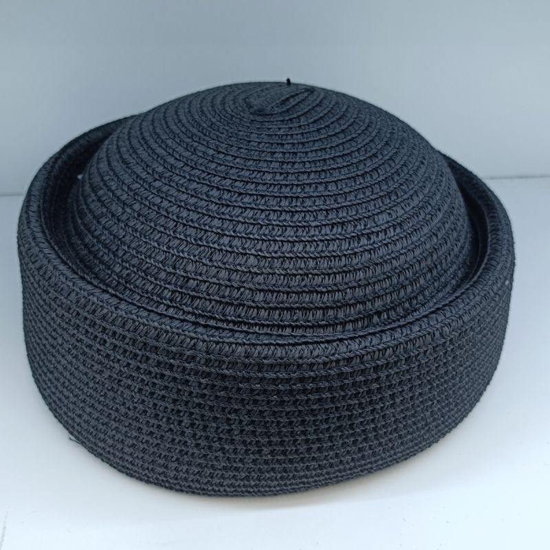 

Summer Beret Women s Flight attendant cap Paper Straw Sun Hat Outdoor Travel Hat Artistic Painter s Hat чорний