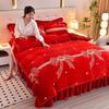 Cozy Flannel 230g Milk Velvet Printed Bed Set with Skirt - New Autumn/Winter Collection, Hot Seller