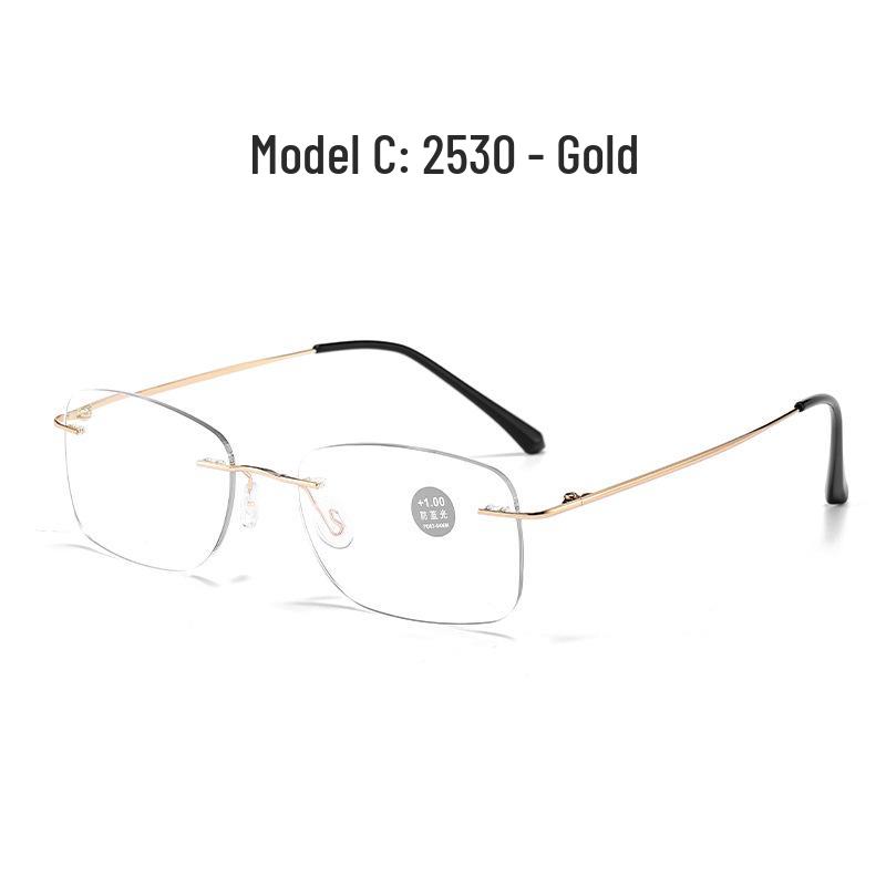 Ultra-Light Frameless HD Reading Glasses with Anti-Blue Light for Middle-Aged & Elderly