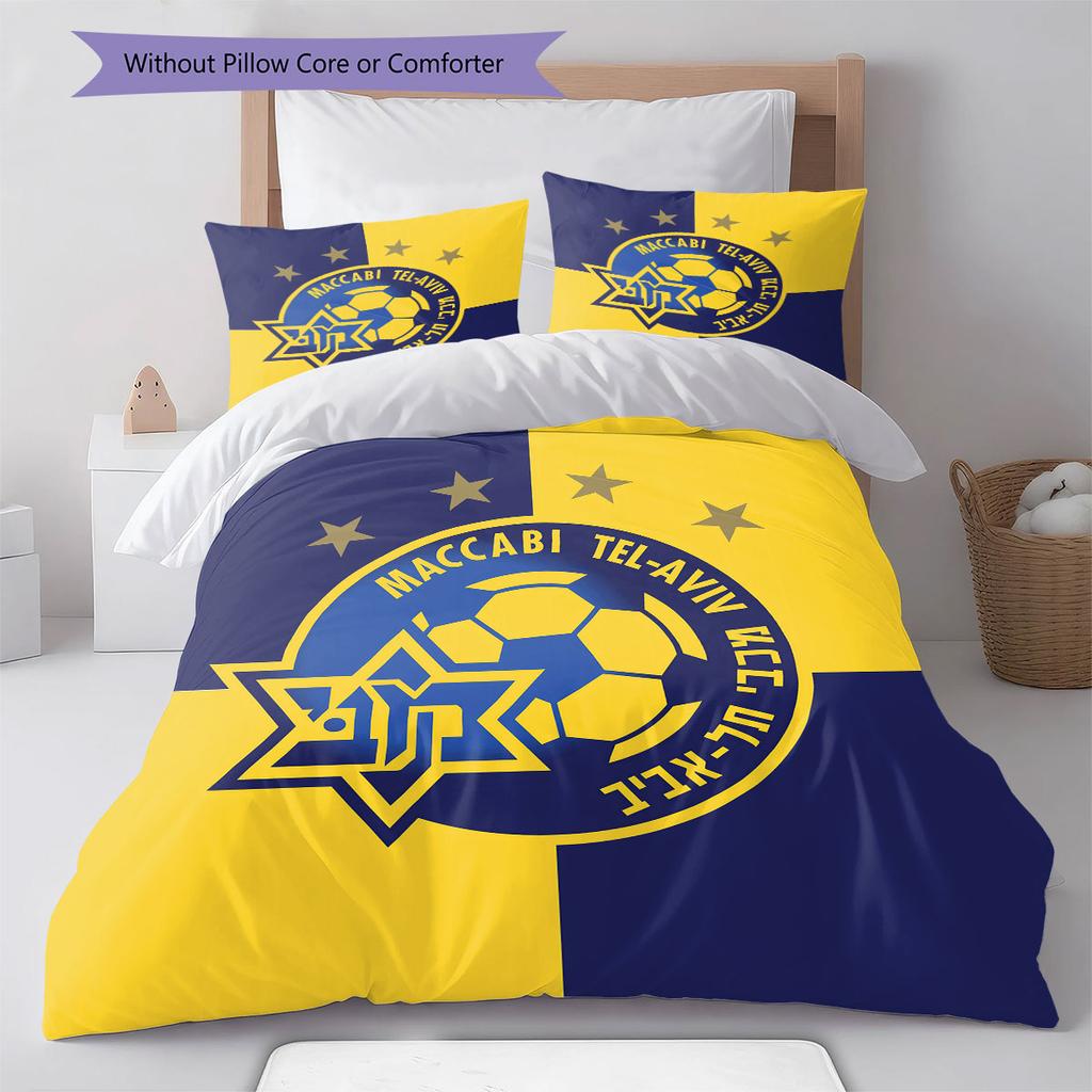Maccabi Tel Aviv F.C Pattern Bedding,Quilt Set Quilt Cover Pillowcase Home Birthday Gift(1 * duvet cover + 2 * pillowcase, without core)
