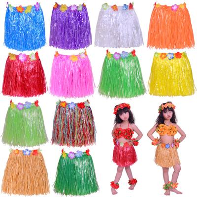 Hawaiianisches Hula-Rock-Set aus PP-Material für Festival-Auftritte, Weihnachtsgeschenk, Tropische Party, Tanzkostüm, Verstellbarer Bund