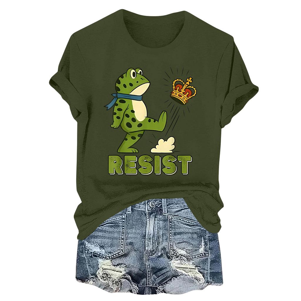 Women's Printed Round Neck Short Sleeve Top