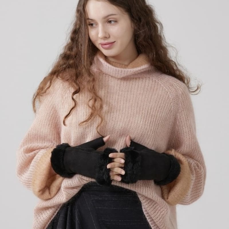 DENTS Vera Hairship Women's Leather Gloves - Black Suede