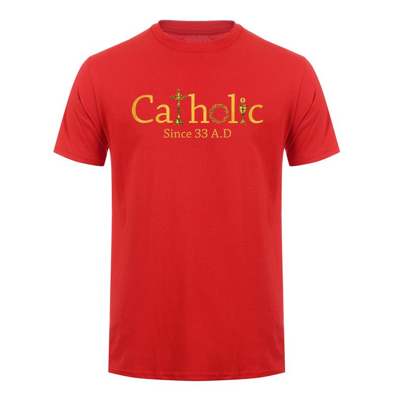 Catholic Since 33 Ad Christian T Shirt Jesus Crucifix Eucharist Faith Graphic Tee Religious Gift Tops Da335