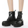 Punk Style Womens Boots High Quality Casual Leather Boots Fashion Platform Booties Thick Soled High-heeled Ankle Boots for Women