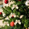 24Pcs Christmas Bowknots Glitter Decorative Ribbon 55Cm Tree Festival Party DIY Craft Wedding Hair Accessories