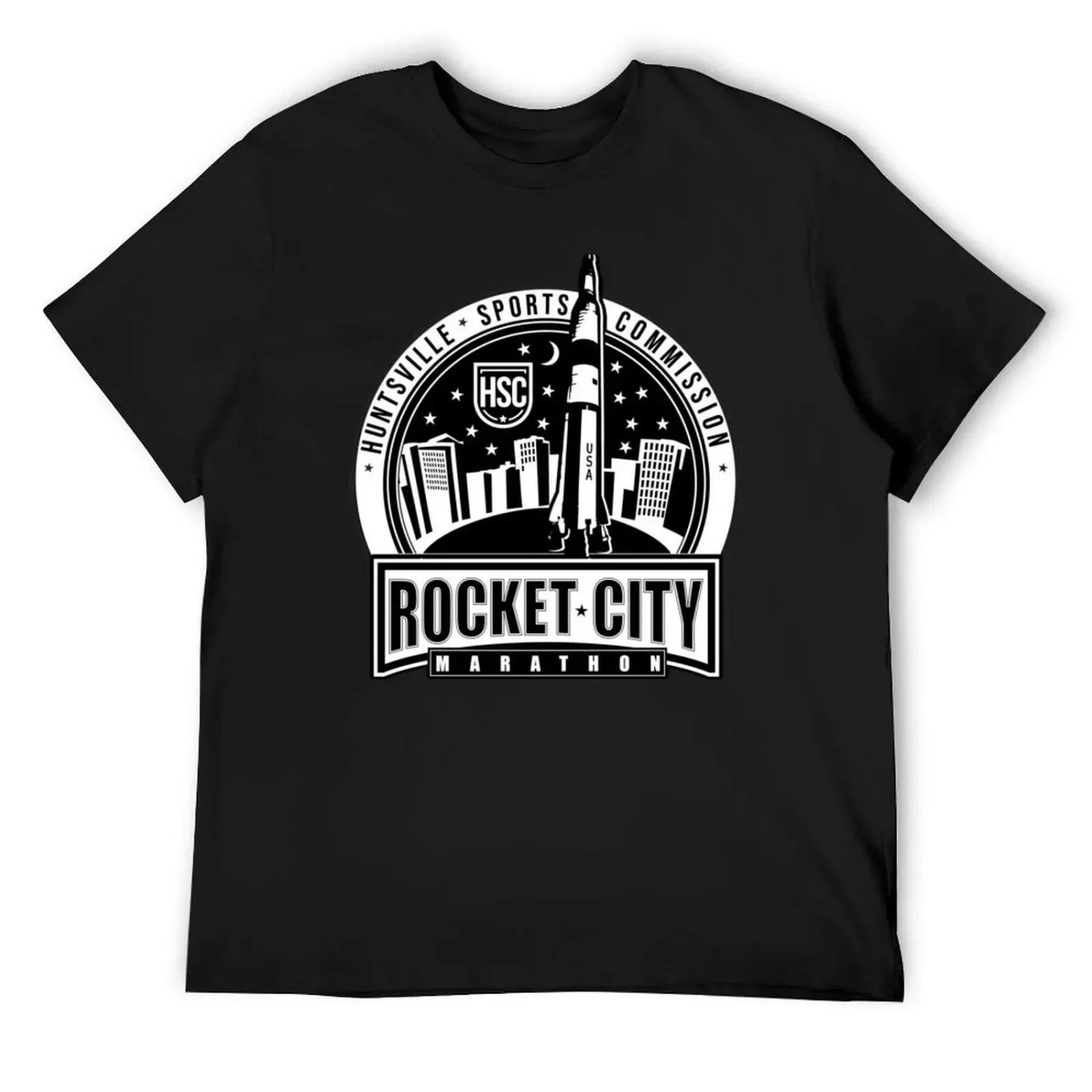 

Rocket City Marathon T-Shirt blue archive cotton man t-shirts street wear custom shirt shirts men graphic XXXXXL чорний