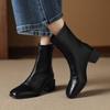 New Medium Heel Women's Medium Boots Solid Color Square Head Fashion Boots Women's Rear Zipper Large Size Women's Boots Korean Version Comf