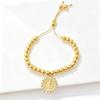 Gold-Plated 6mm Copper Bead Chain St. Benedict Pendant Adjustable Bracelet New Trend for Women's Daily Party Jewelry Accessory