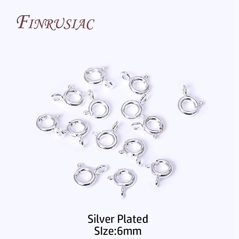 5/5.5/6/7mm Size 18K Gold Plated Brass Spring Ring Clasp with Open Ring, Round Clasps Connector For Bracelet Necklace Making