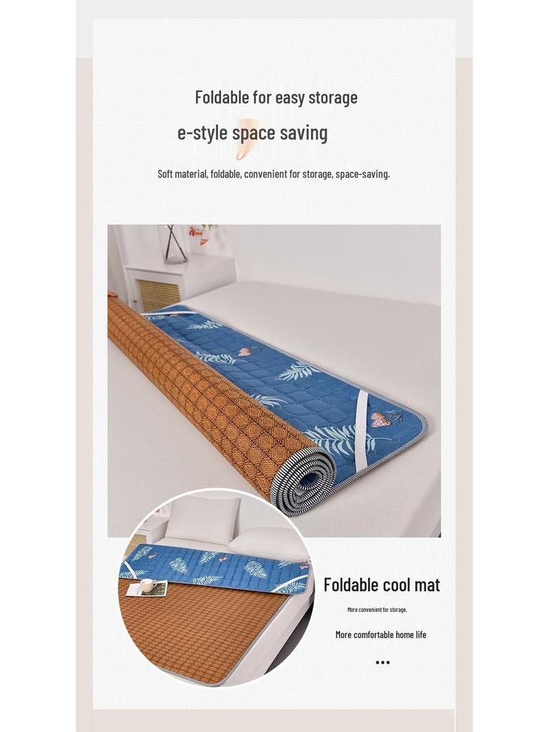 Dual-Season Mattress Pad with Rattan Base – Cooling, Summer/Winter Use for Single/Double Beds, Ideal for Dorms