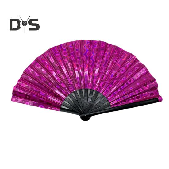 Tragbarer Faltventilator, holografischer Handventilator für den Sommer, Dekoration, Tanz-Performance-Requisiten, Party-Kostümzubehör