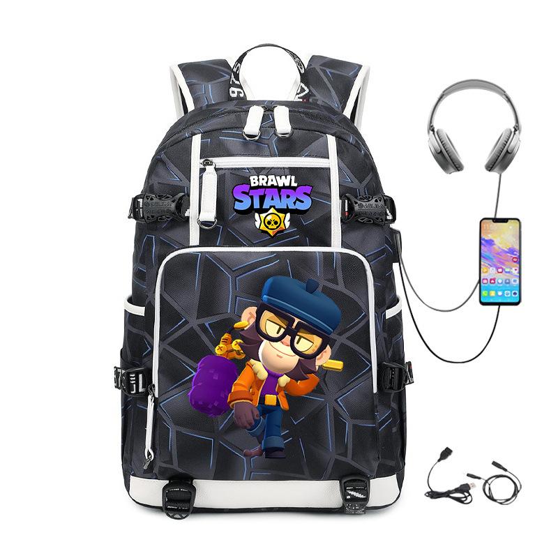 Mochila Periférica Brawl Stars Com Usb Mochila de Estudante para Viagem ao Ar Livre Mochila de Montanhismo de Grande Capacidade
