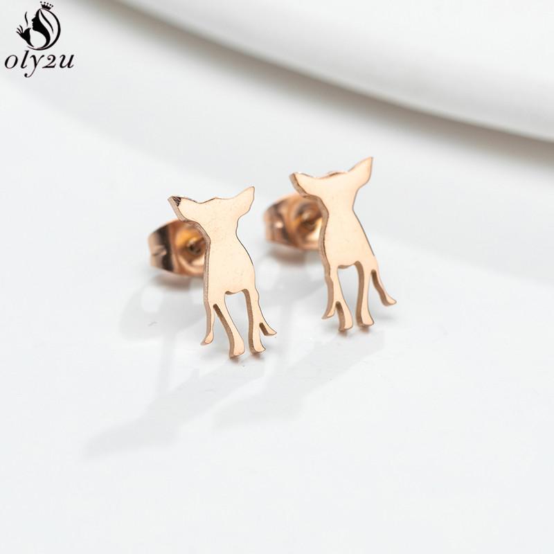 Cute Stainless Steel Heart Dog Earring for Women Cartoon Animal Ear Jewelry Girls Student Lovely Pup Earrings Gifts Accessories