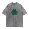 St. Patrick's Day Kleeblatt vintage gewaschene T-Shirts für Herren Outdoor Sommer Oberteile T-Shirts Spezielles gewaschenes T-Shirt Rundhals Gekämmte Baumwolle