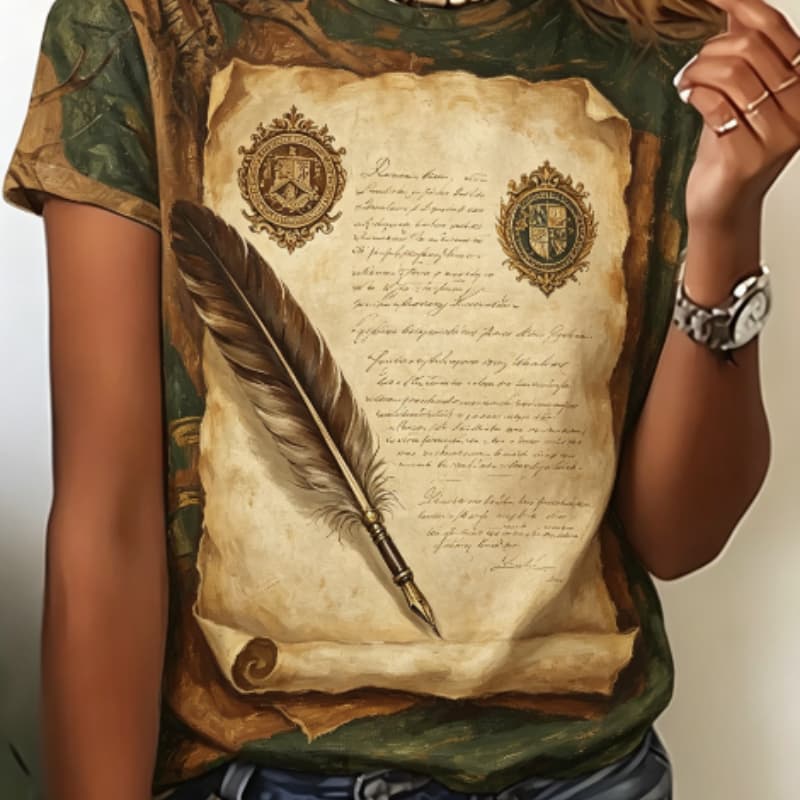 Casual short-sleeved T-shirt, fashionable short-sleeved crew neck top S