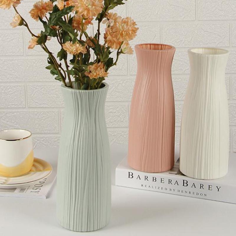 PP Vases Double Pack Imitation Ceramic Flower Pots Modern Lightweight Decorative Vessels for Home Table Wedding Ramadan