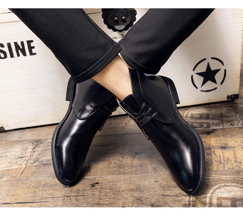 Herren Übergröße Kurzstiefel - Herbst/Winter Britischer Retro Martin Stil, High-Top Business Casual Lederstiefel.