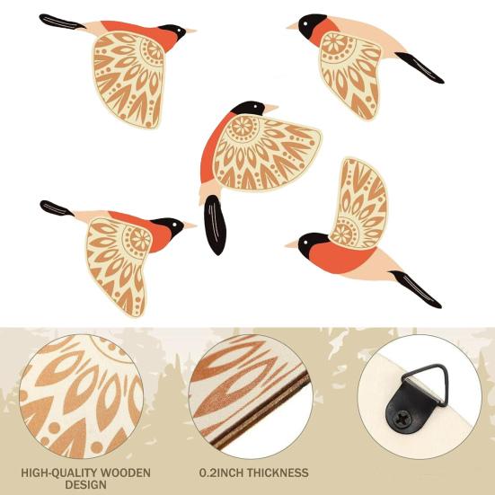 Yousheng Flying Birds Art mural Panneau de toilette en bois Décoration murale de salle de bain à domicile Accessoires de panneau de toilette décoratifs