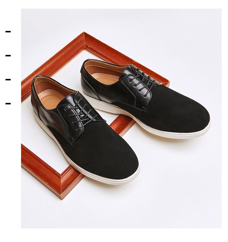 2024 British Style Men's Retro Derby Shoes: Genuine Leather, Round Toe, Lace-Up, Frosted Cow Suede for Spring & Autumn.
