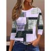 Women's 3D Printed Plaid Print T-shirt Fashion Long Sleeve Round Neck Regular Tops Holiday Weekend Spring and Autumn