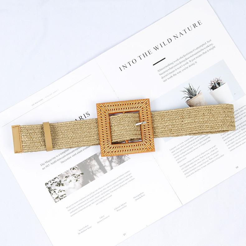 Waist Weave Rope Round Buckle Square Buckle Women Single Loop Waist Gift Belt