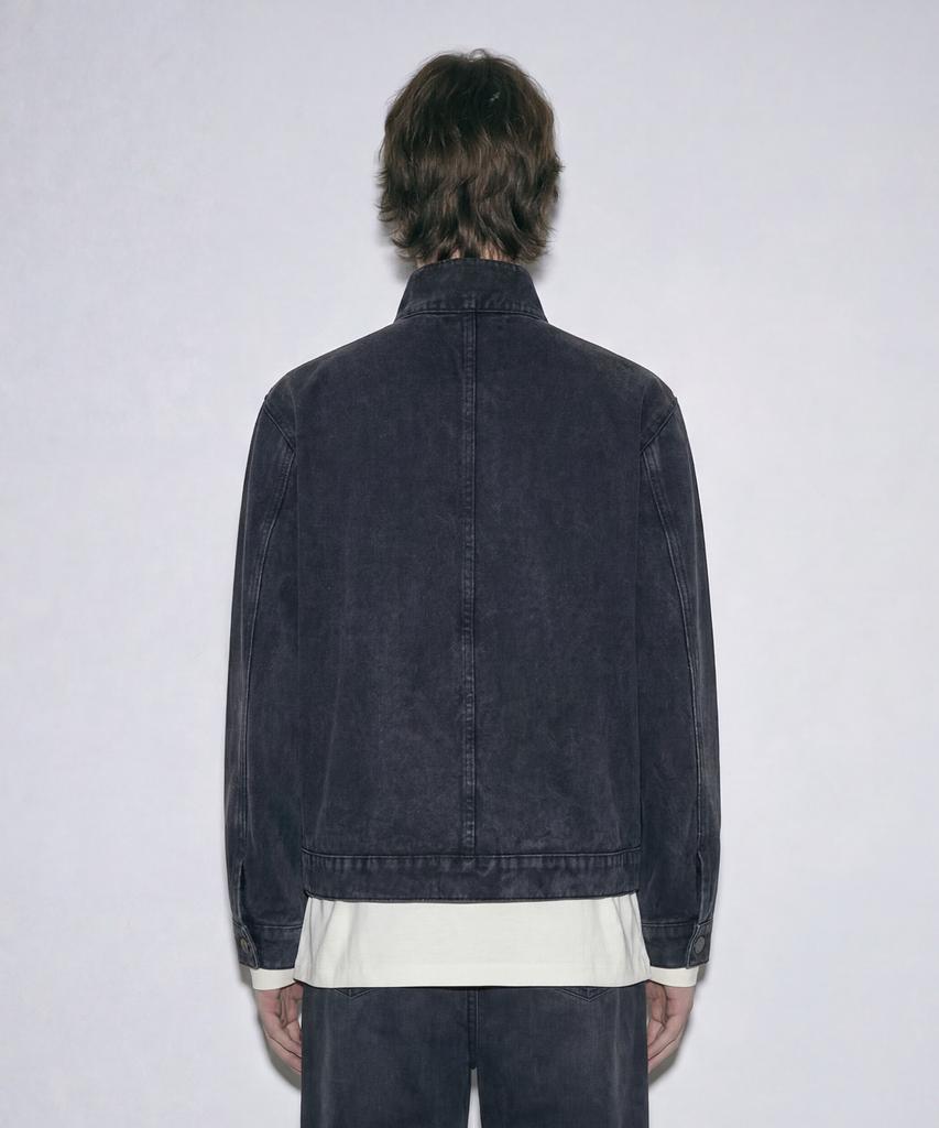 Zensai High-Neck Denim Blouson Black