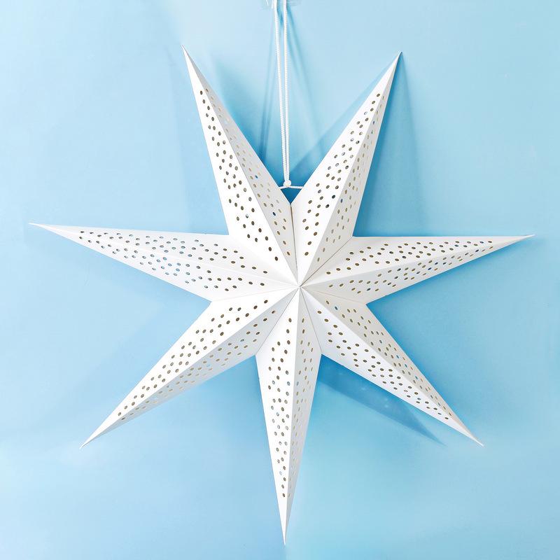 Weißer hohler Papierstern Lampenschirm - Weihnachts-, Hochzeits- und Partydekoration.