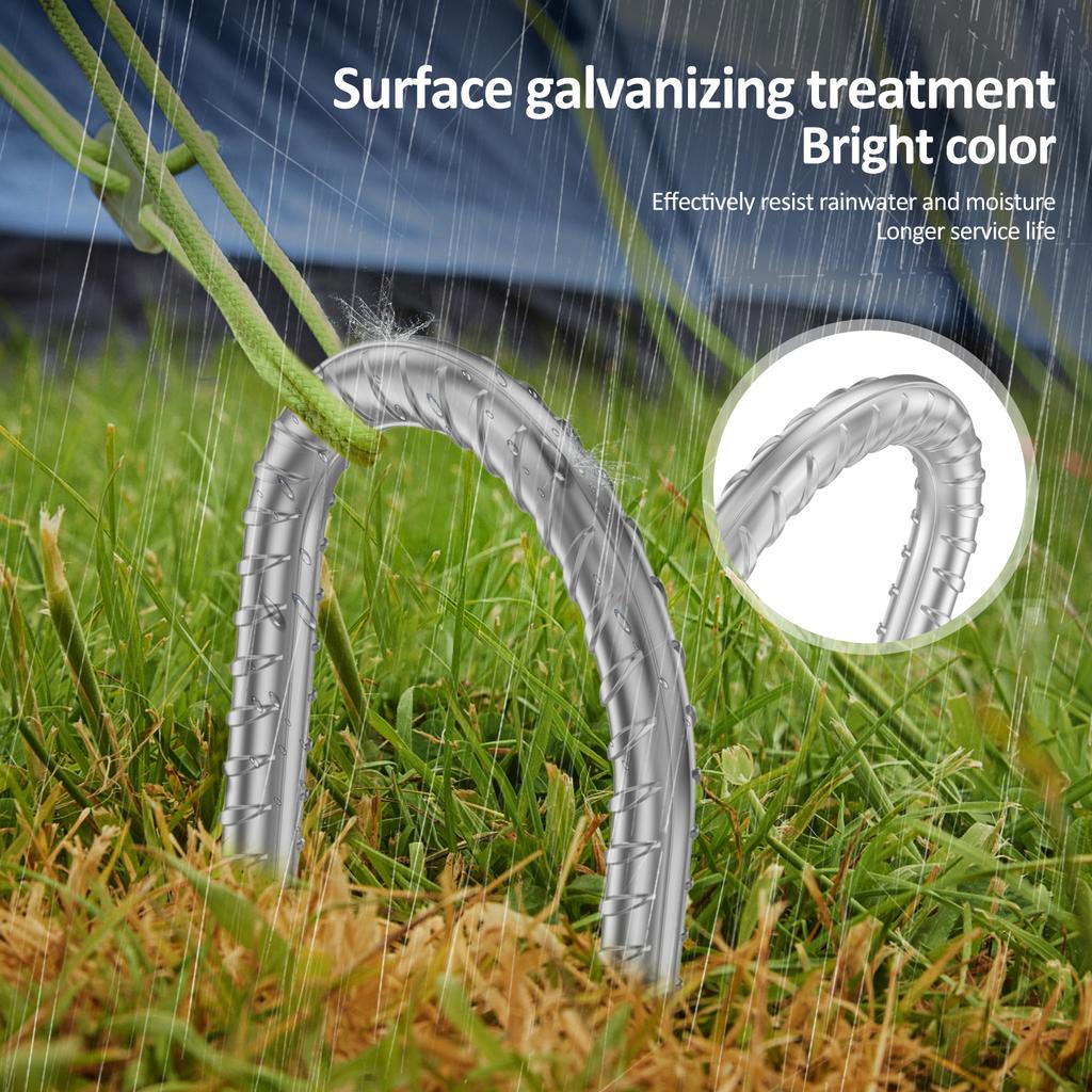 8Pcs Heavy-Duty U-Shaped Wind Stakes Ground Anchor Metal Tent Pegs Trampoline Stakes Fixed Swing Anchor Kits