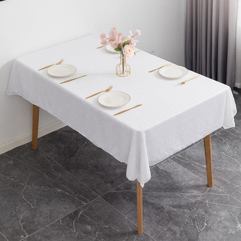 Sequin Tablecloth Sparkle Sequin Table Cover Linens Overlay Runners for Wedding Birthday Party Baby Shower Banquet Glitter Rectangle Tablecloth