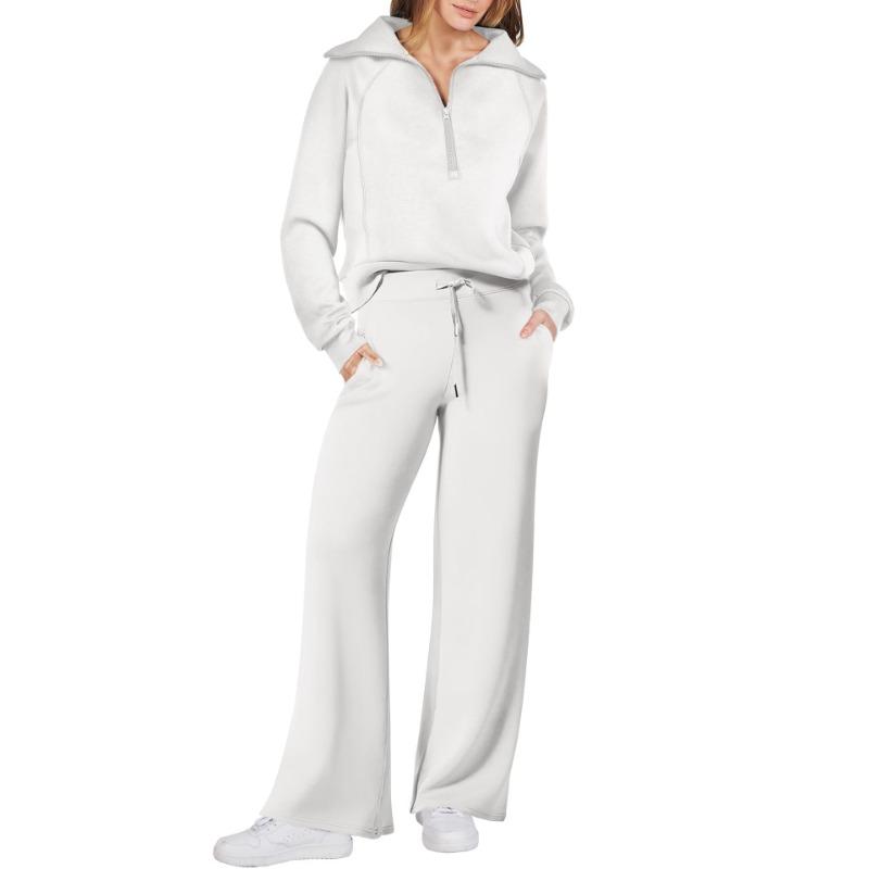 2-teiliges Damen-Outfit, Trainingsanzug, übergroßes, lockeres Sweatshirt und Hose mit weitem Bein, passendes Lounge-Set, Herbst-Trainingsanzüge