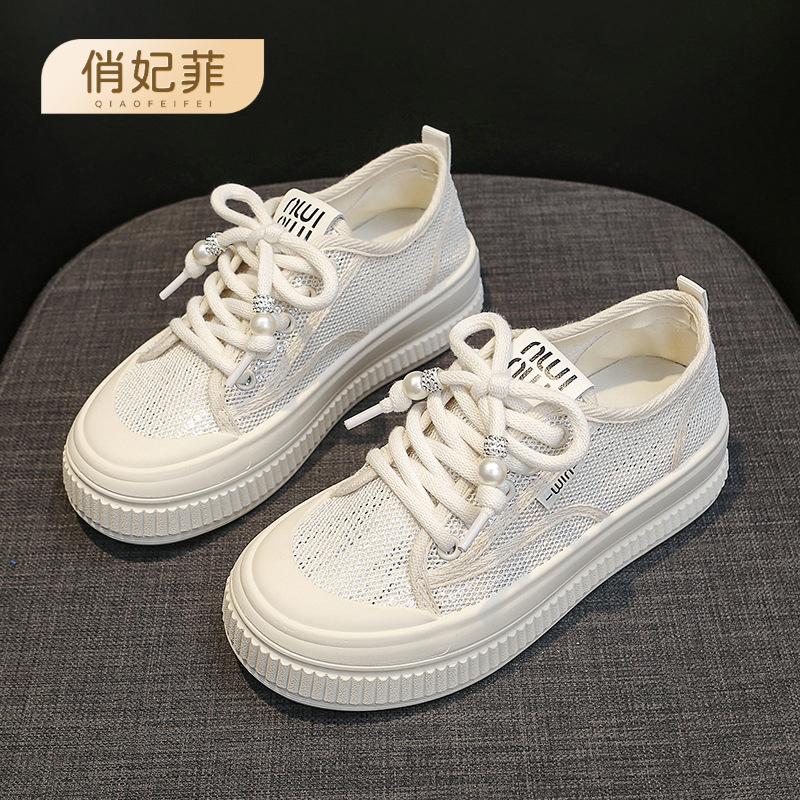 

Summer new mesh little white shoes women s breathable platform single shoes sports casual shoes student board shoes 35 чорний