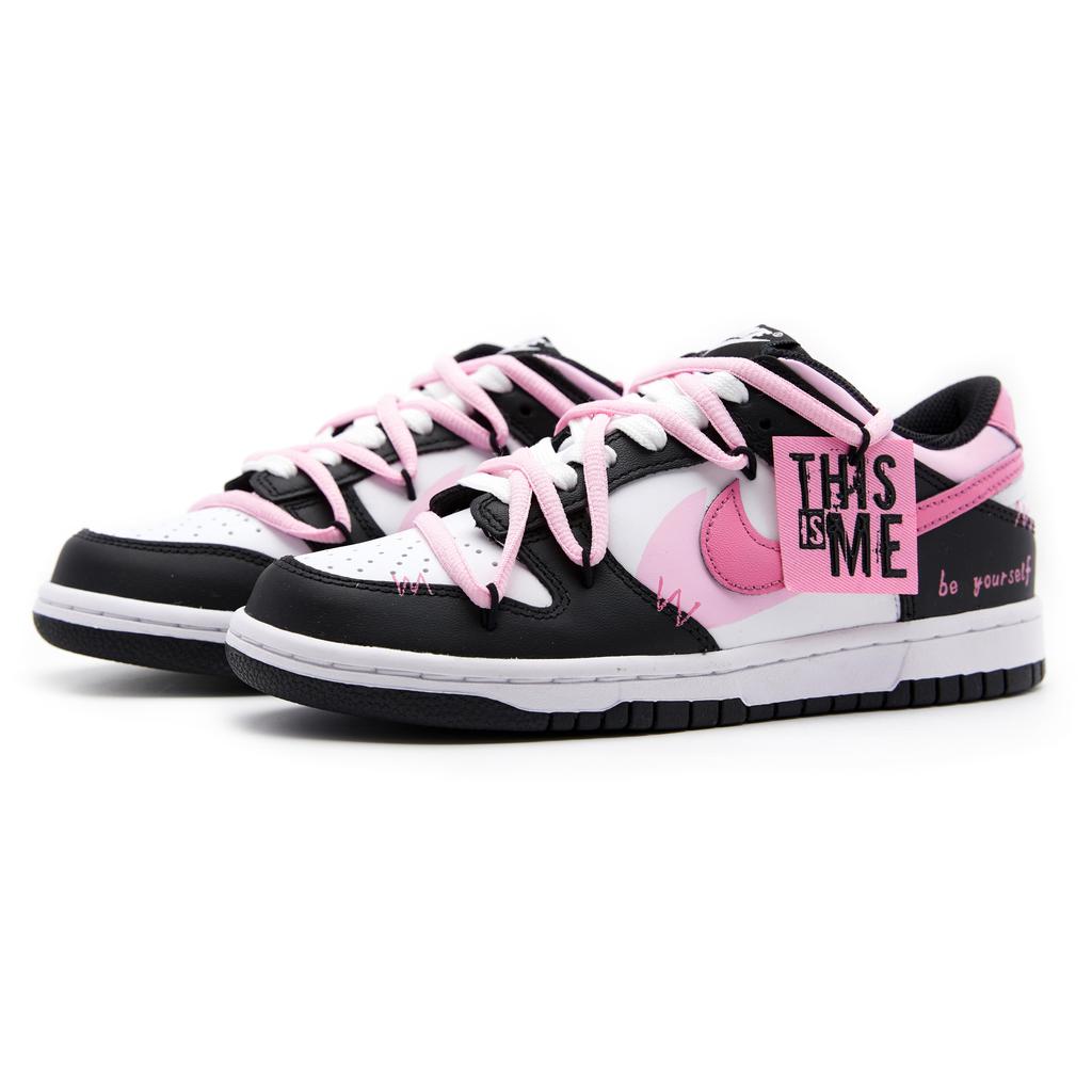 Nike Dunk Low Top Skateboard Shoes GS Black Pink CW1590-100(Team44-)