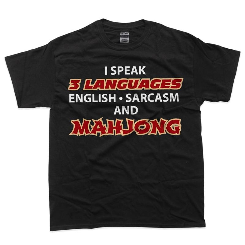 

Speak Three 3 Languages English Sarcasm Mahjong Game Player T Shirt - Men s Summer Cotton Graphic Tee S разноцветный