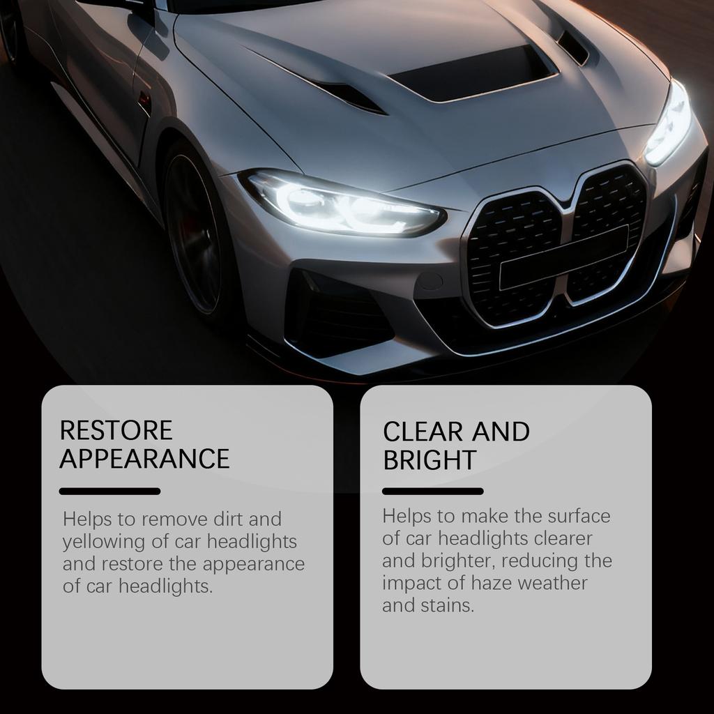 Scheinwerfer-Restaurationsspray - Auto-Scheinwerferglasreiniger und Politur, Vergilbung, Oxidation und Trübheit, Stellt Glanz wieder her